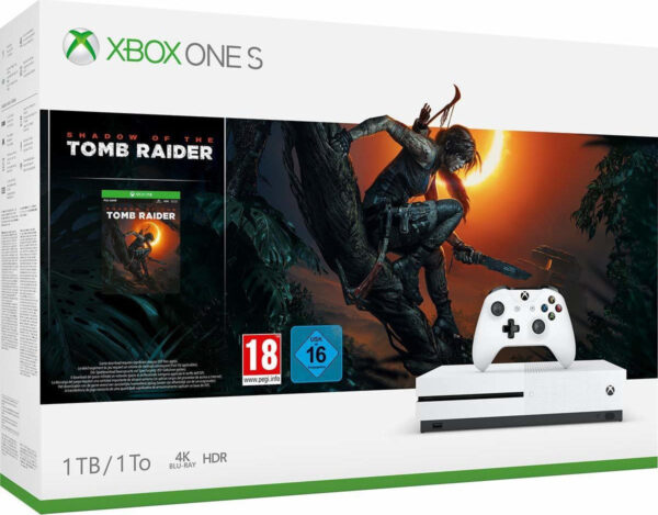 Microsoft Xbox One S White - 1TB & Shadow of the Tomb Raider