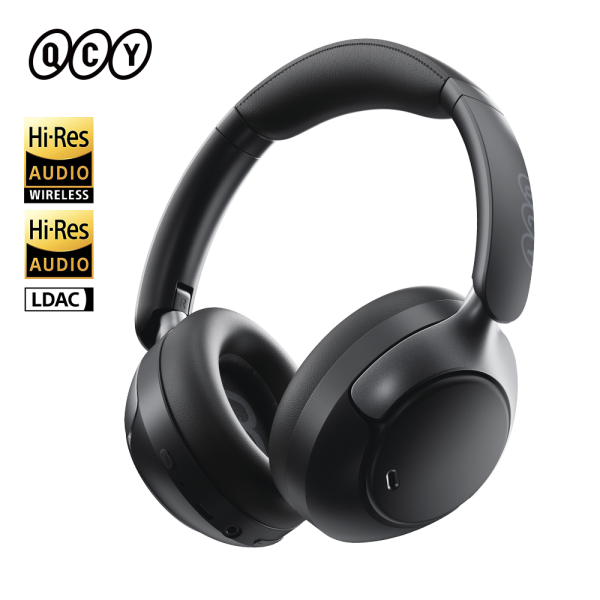 qcy h3 pro headset black hi res audio v5.4 bluetooth anc call noise cancelling headphones 40mm drive