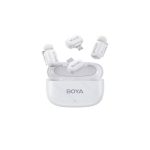 boya mini iphone lightning & type c white 2,4ghz 2mic wireless microphone with charging box