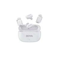 boya mini iphone lightning & type c white 2,4ghz 2mic wireless microphone with charging box